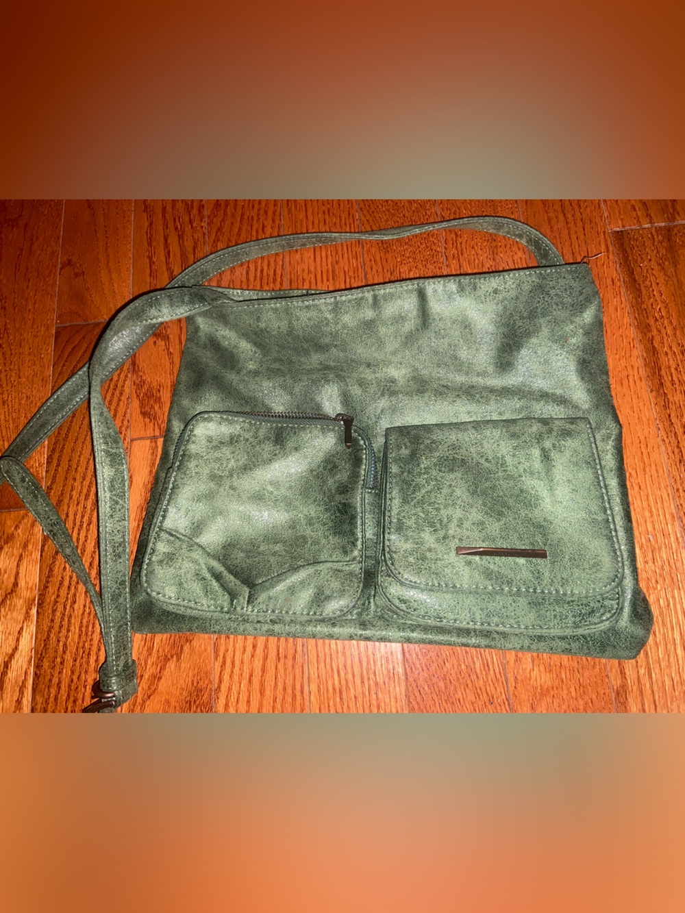 Mat & Nat Green Suede Crossbody Bag
